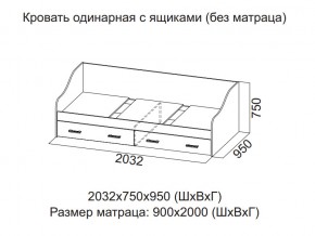 Кровать одинарная с ящиками (Без матраца 0,9*2,0) в Красноуральске - krasnouralsk.магазин96.com | фото